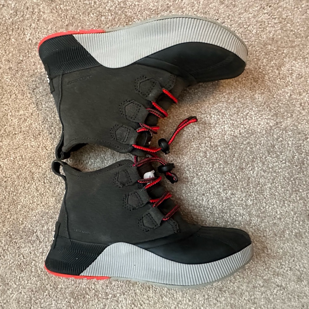 Sorel Black and Red Kids Snow Boots
